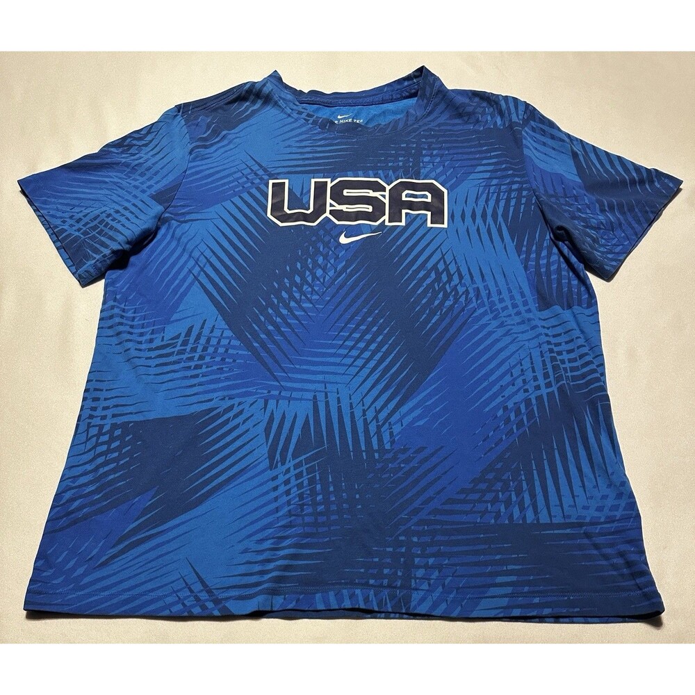 USA Nike Dri-FIT Shirt Mens XL Blue Mixed Relay Running CW0937-406 United States